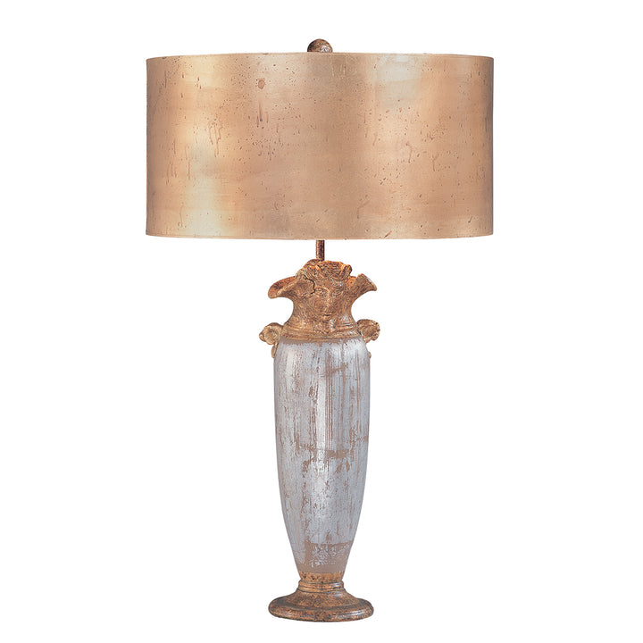 Lampa de masa Bienville 1 lt argintiu/auriu si maro