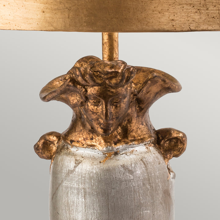 Lampa de masa Bienville 1 lt argintiu/auriu si maro