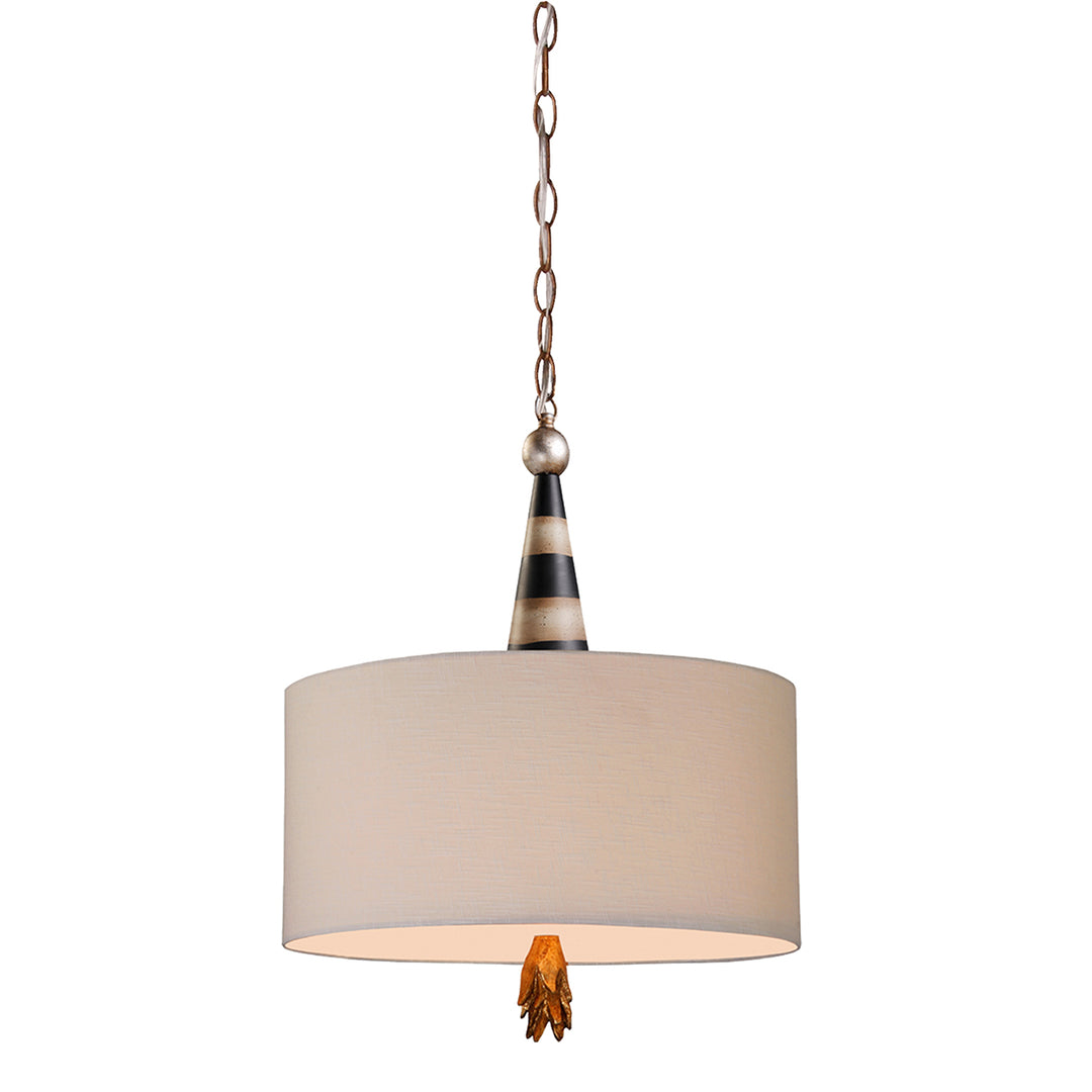 Pendul Flambeau 2 lt negru, crem si auriu, cu Taupe linen shade