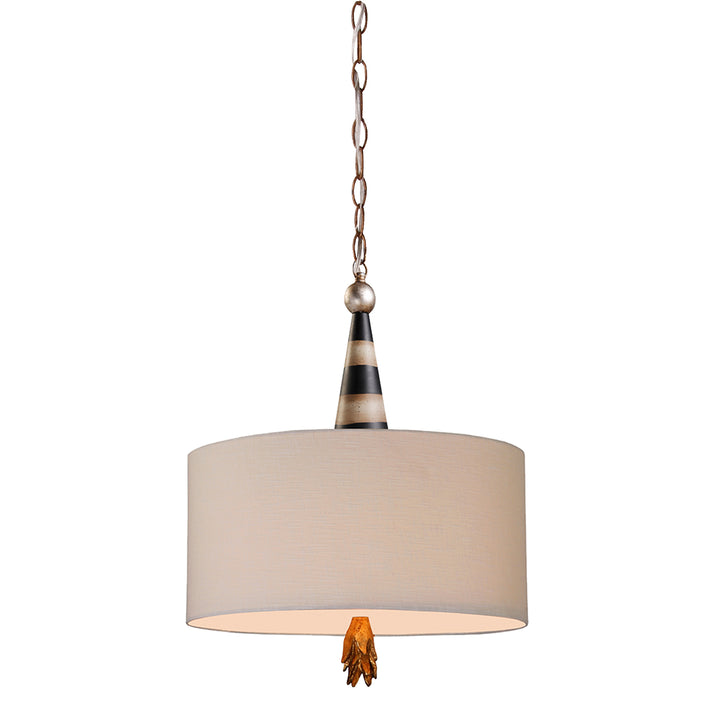 Pendul Flambeau 2 lt negru, crem si auriu, cu Taupe linen shade