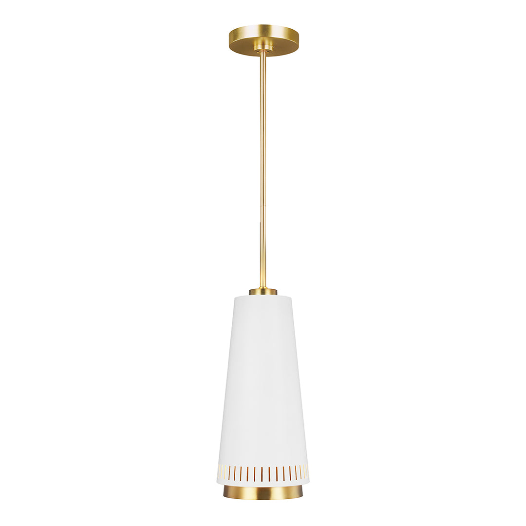 Pendul Carter 1 lt Matte alb cu Brass accents