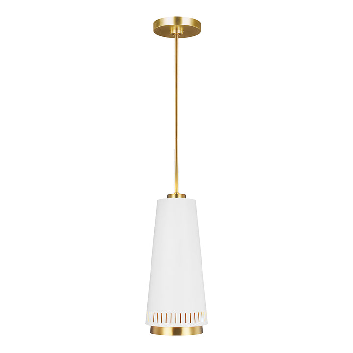 Pendul Carter 1 lt Matte alb cu Brass accents