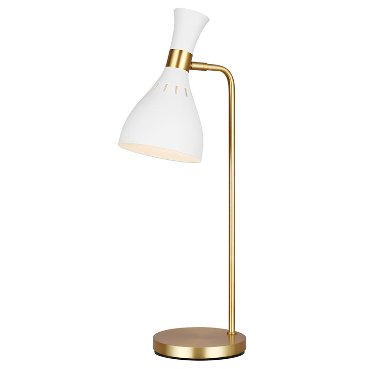Lampa de masa Joan 1 lt Matte alb / Burnished Brass