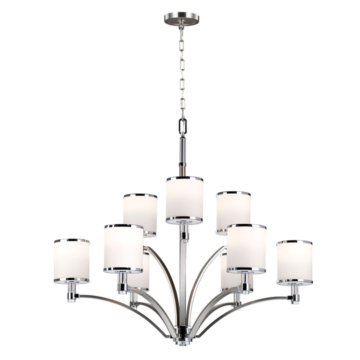 Candelabru Prospect Park 9 lt Satin Nickel cu Chrome