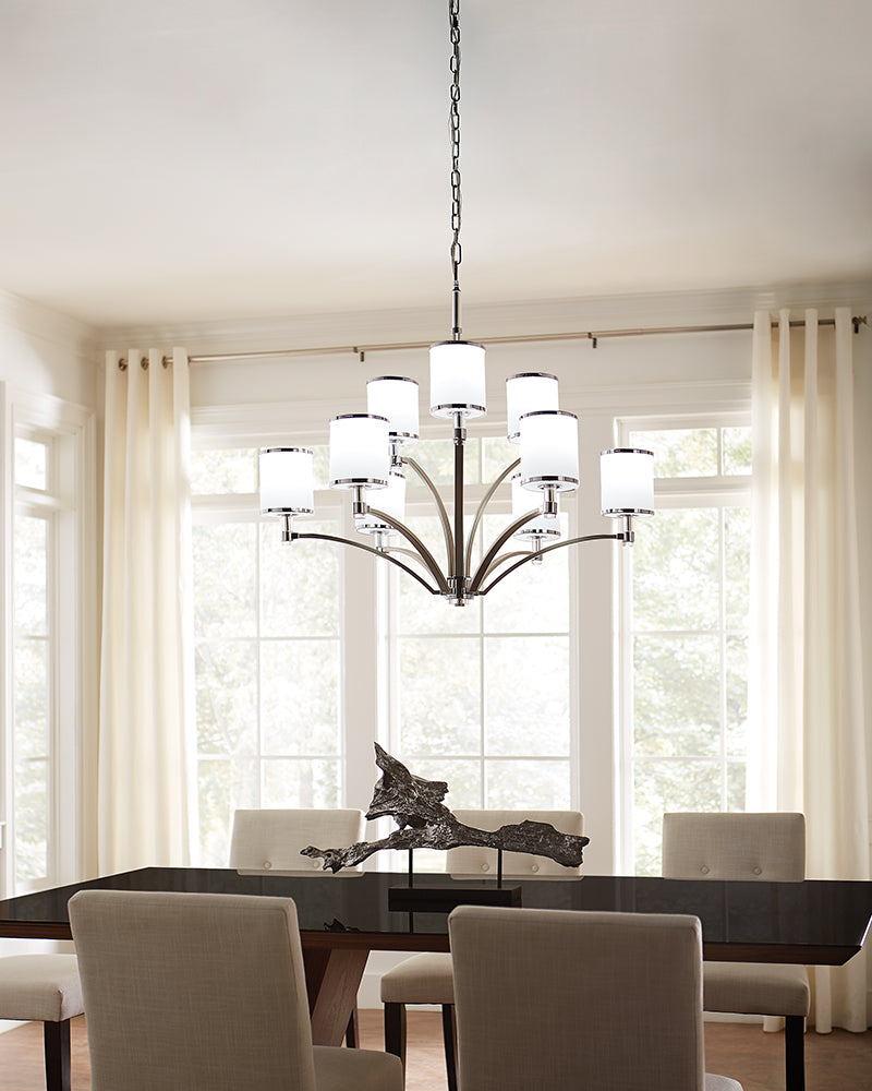 Candelabru Prospect Park 9 lt Satin Nickel cu Chrome