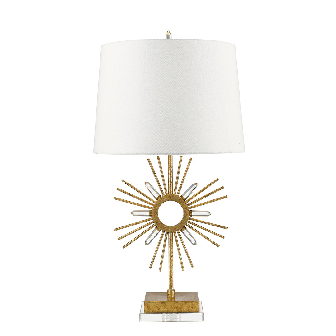 Lampa de masa Sun King 1 lt Distressed auriu, crem Shade