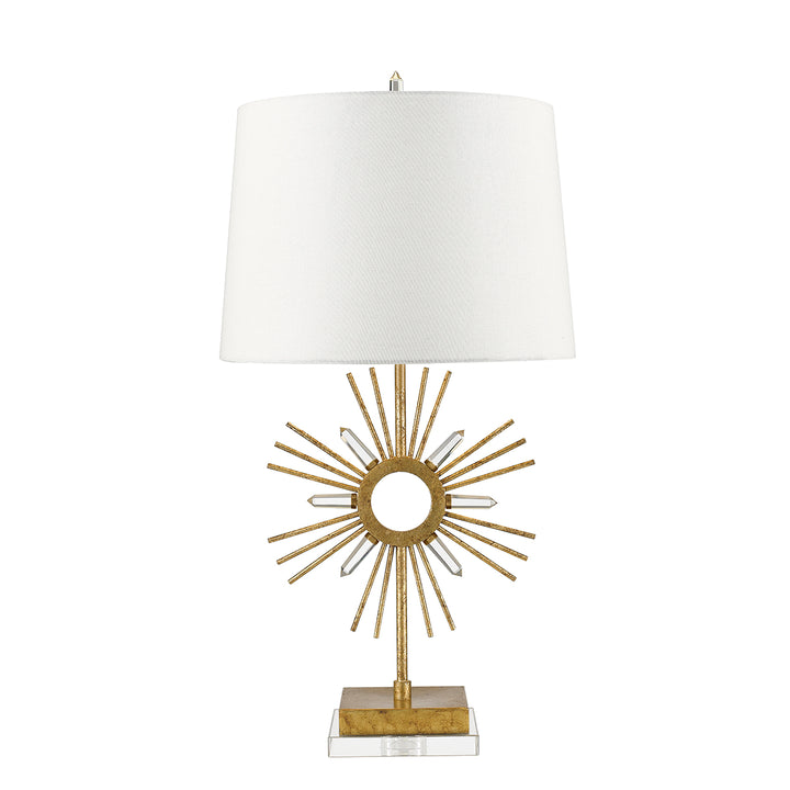 Lampa de masa Sun King 1 lt Distressed auriu, crem Shade