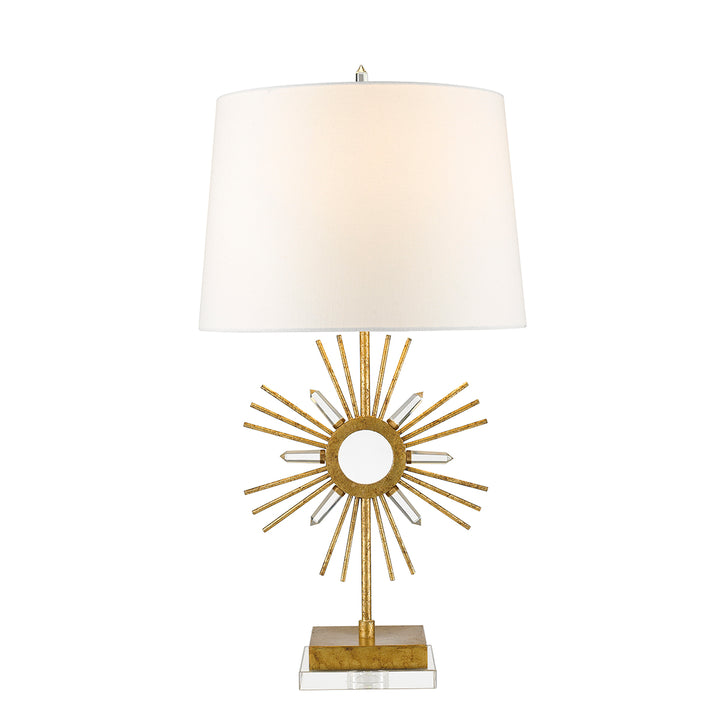 Lampa de masa Sun King 1 lt Distressed auriu, crem Shade