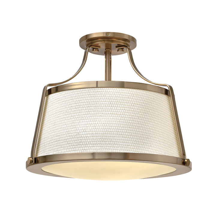 Plafoniera Charlotte 3 lt Brushed Caramel, Linen Shade