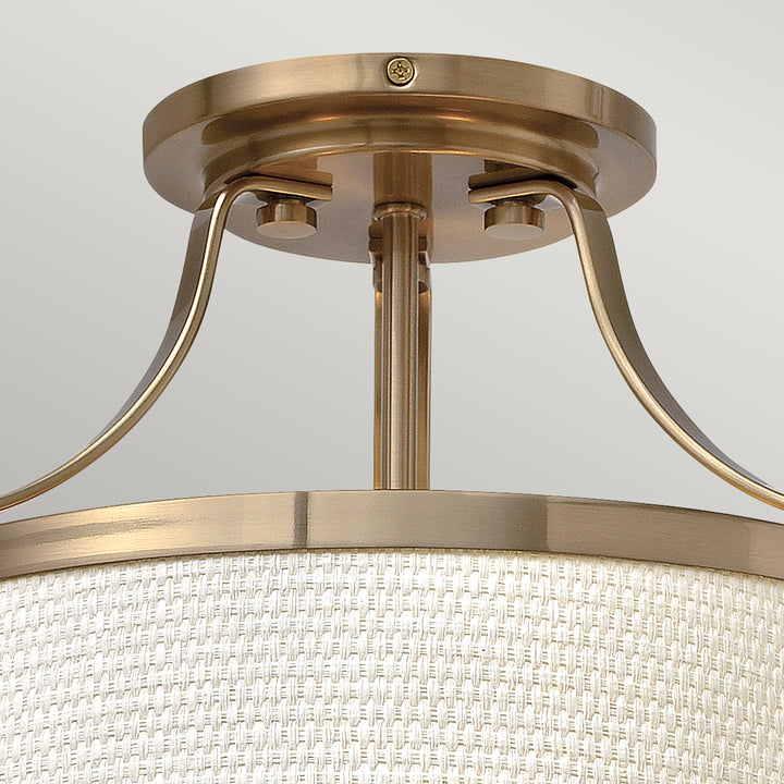 Plafoniera Charlotte 3 lt Brushed Caramel, Linen Shade