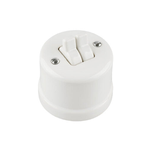 Intrerupator ceramic aparent dublu alb