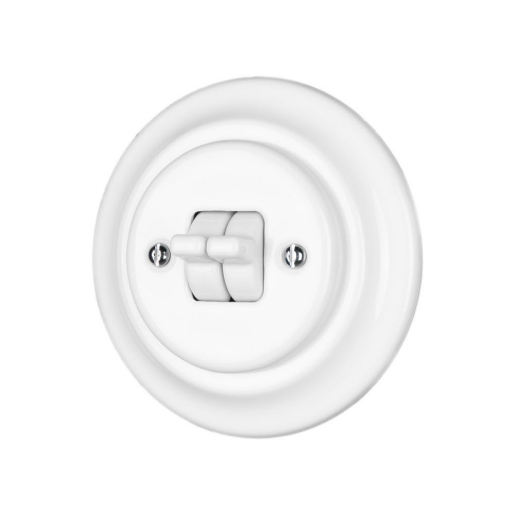 Intrerupator ceramic incastrat dublu cap-scara alb