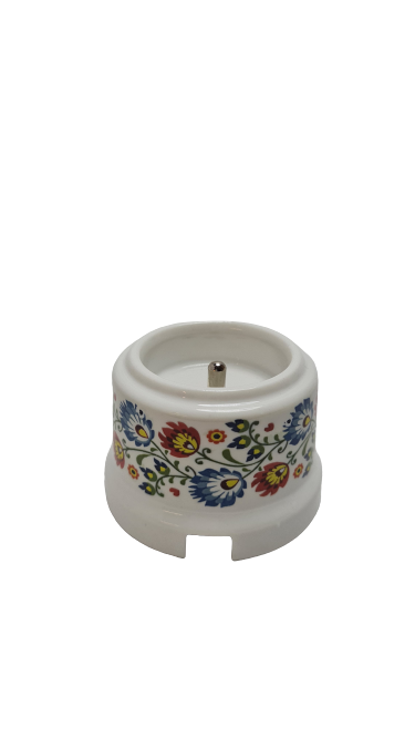 Priza aparenta French cu impamantare alba cu decor Lowicz
