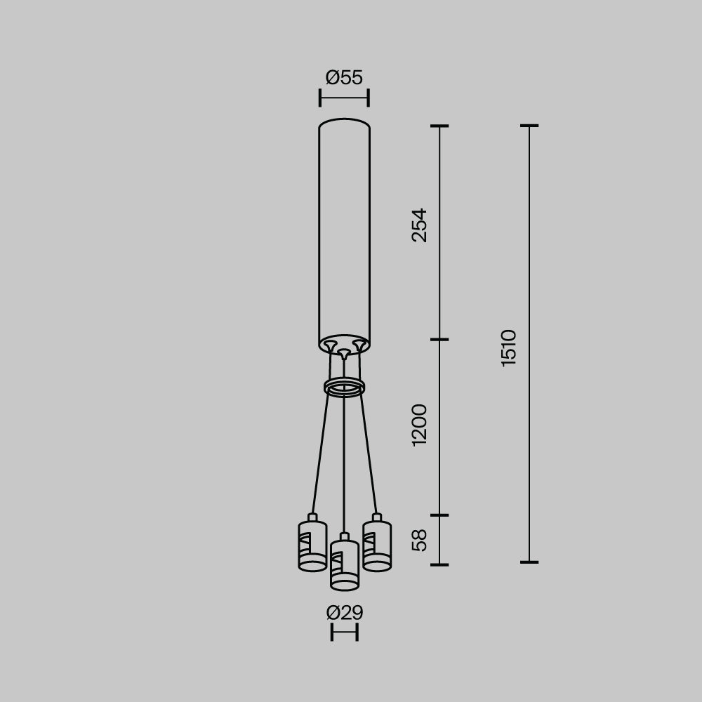 Kit de suspensie cu bază de alimentare integrată pentru montare pe șină rotundă Flarity TRA154SW-BB-R-BS