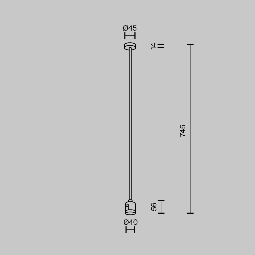 Suport de tavan lung cu conector de alimentare direct 700 mm pentru sina Flarity TRA159C-IPC1-B