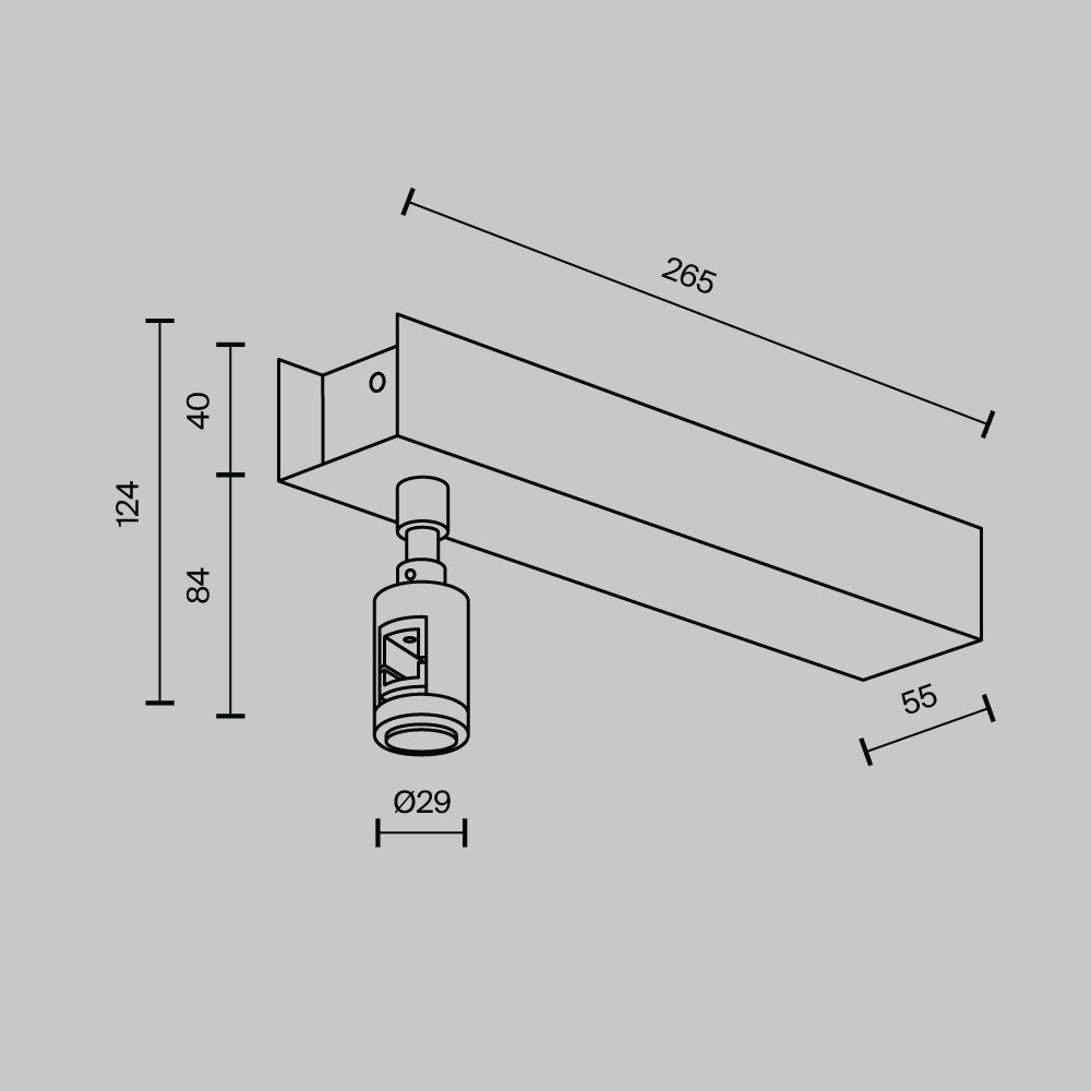 Bază scurtă de tavan pentru sursa de alimentare cu intrare Flarity TRA156C-BB1-B