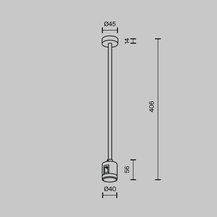 Suport de tavan mediu cu conector de alimentare direct 360 mm pentru sina Flarity TRA158C-IPCL1-B