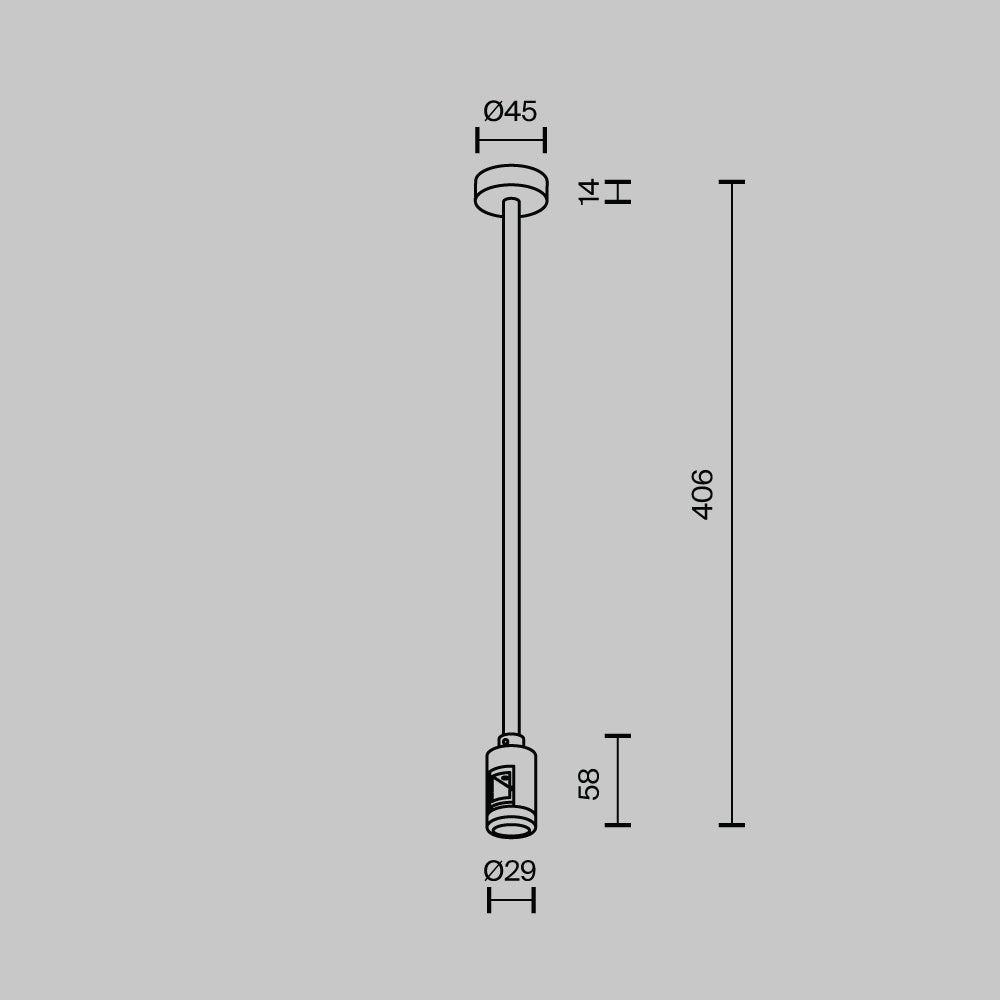 Suport de tavan mediu, individual, 360 mm, Flarity TRA158C-SL1-BS
