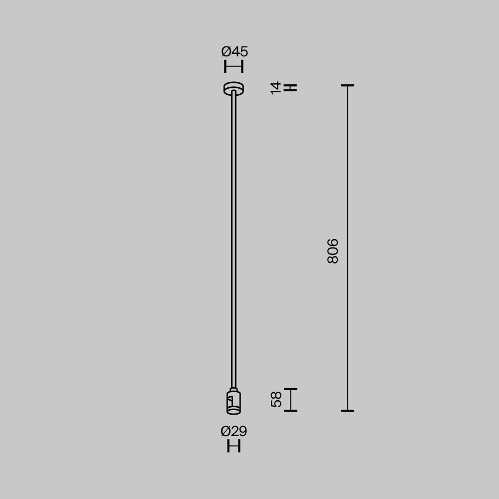Suport de tavan lung, simplu, 760 mm, Flarity TRA159C-SL1-BS