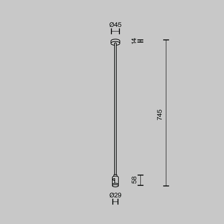 Suport de tavan lung cu priză de alimentare 700 mm Flarity TRA159C-B1-BS