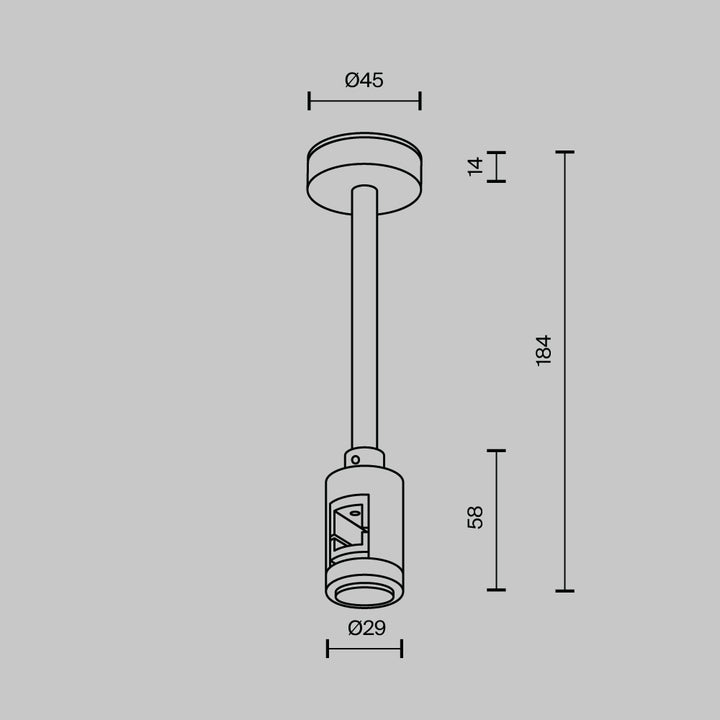 Suport de tavan scurt, simplu, 138 mm, Flarity TRA156C-SL1-BS
