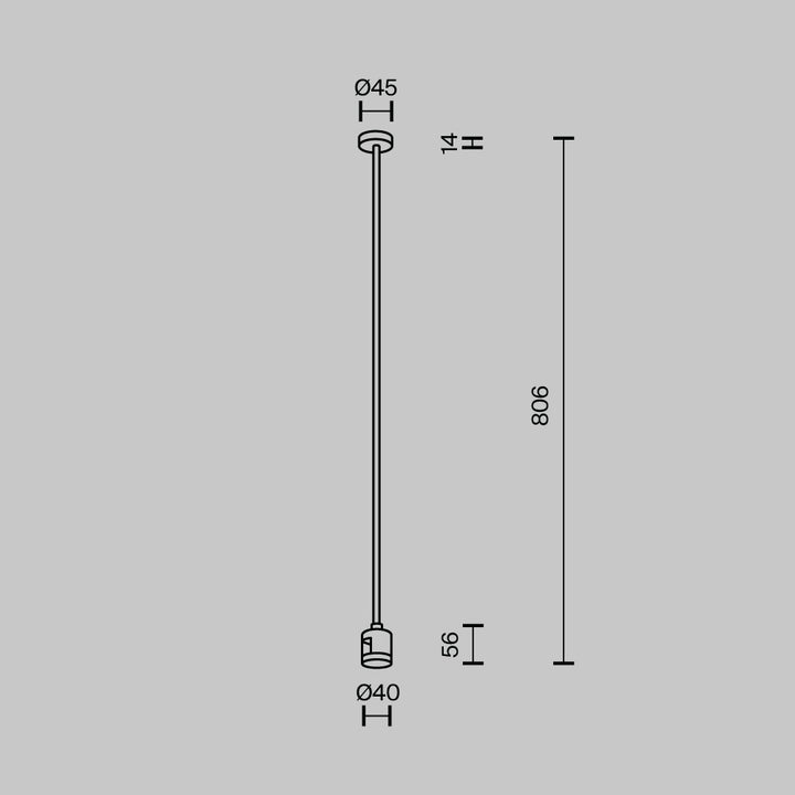 Suport de tavan lung cu conector de alimentare direct 760 mm Flarity TRA159C-IPCL1-BS