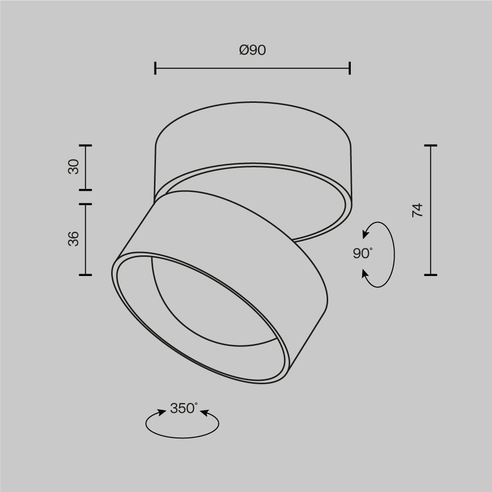Spot reglabil aplicat Lens C220CL-12W3K-W