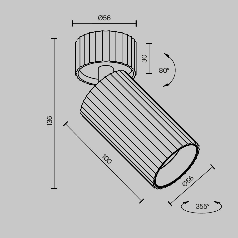 Spot aplicat reglabil Calipso C108CL-01-GU10-BS