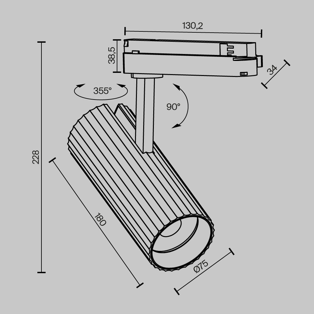 Spot pentru sina Trinity Calipso TR250-30W3K-B