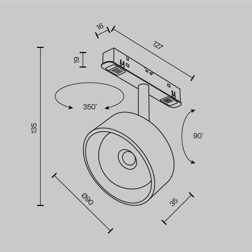 Spot pentru sina Exility Lens TR217-4-15WTW-DD2-B