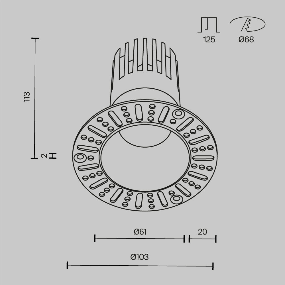 Spot incastrat Dip DL122-15W-3K-TRS-W
