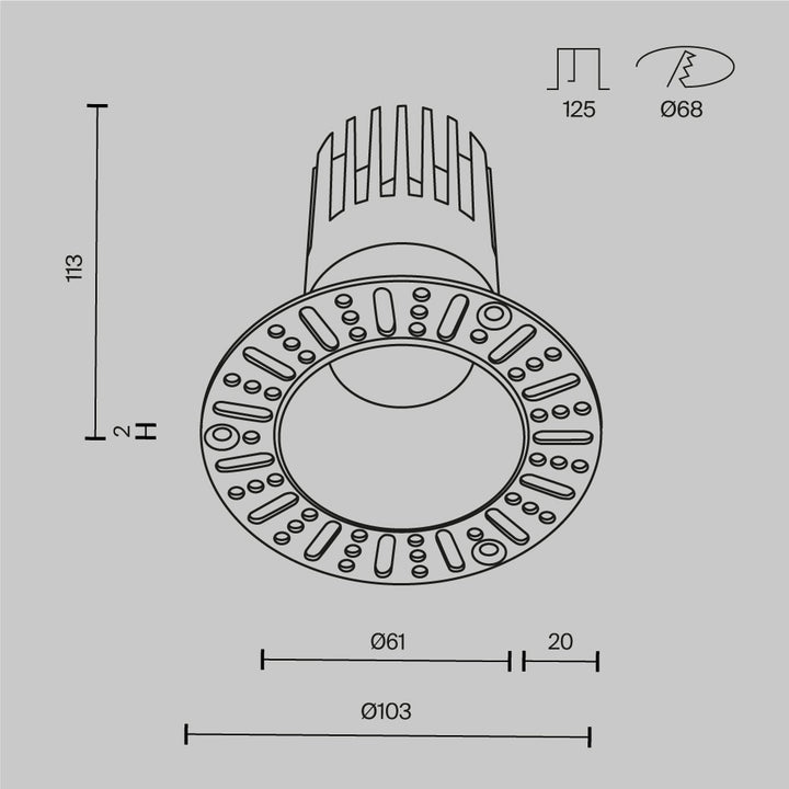 Spot incastrat Dip DL122-15W-3K-TRS-B