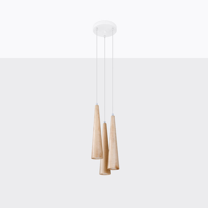 Lampa suspendata SULA 3P lemn natural SL.1101