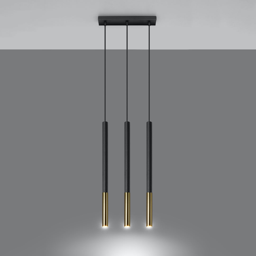 Lampa suspendata MOZAICA 3L negru/dorat SL.0892