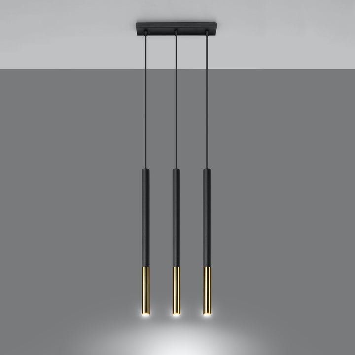 Lampa suspendata MOZAICA 3L negru/dorat SL.0892