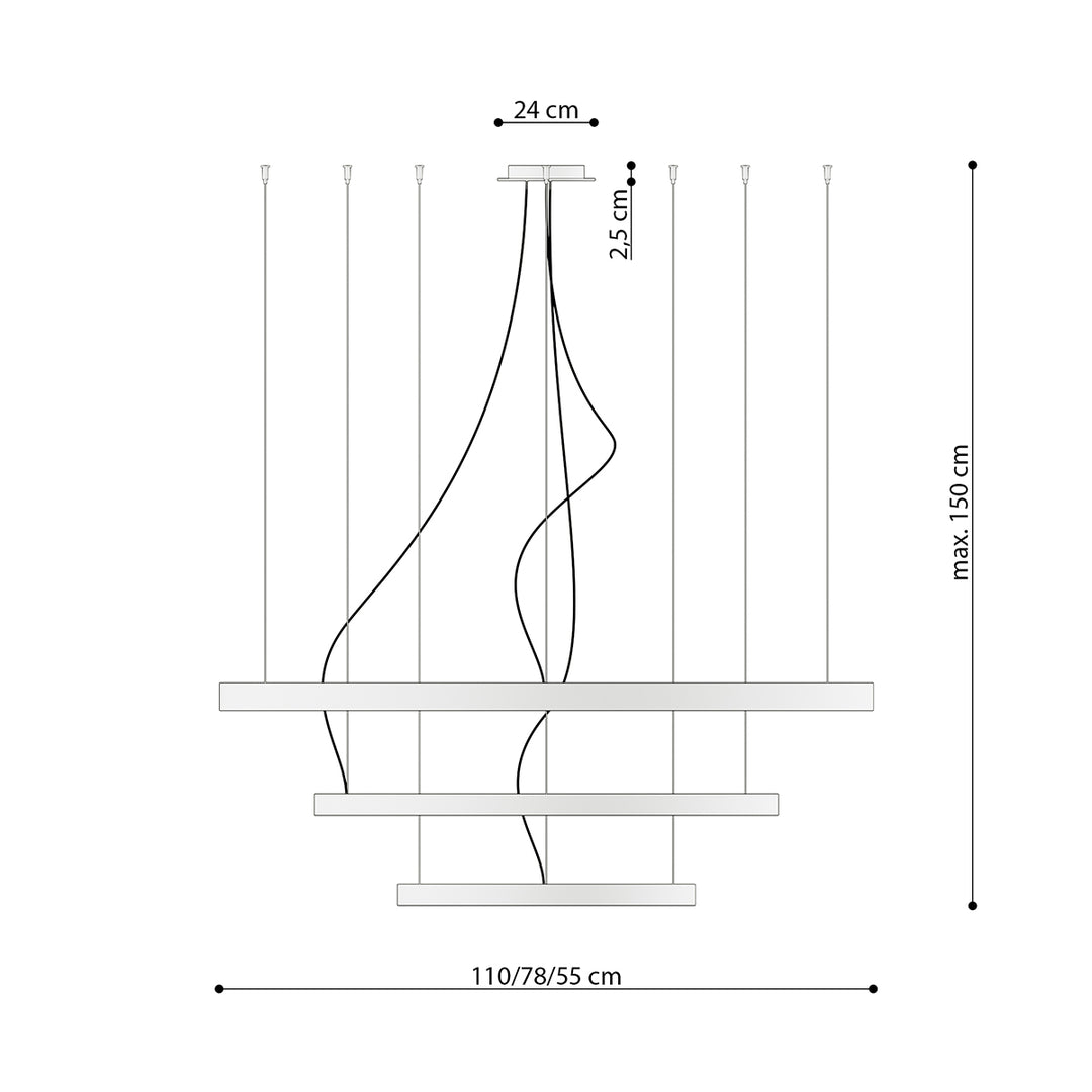 Lustra in forma de cerc RIO 3 55/78/110 alb LED 3000K TH.215