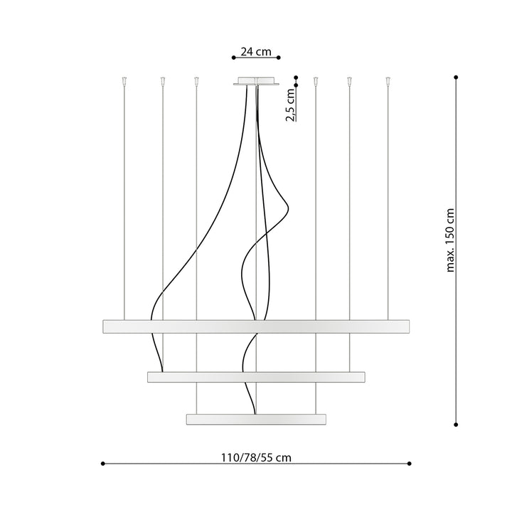 Lustra in forma de cerc RIO 3 55/78/110 alb LED 4000K TH.271