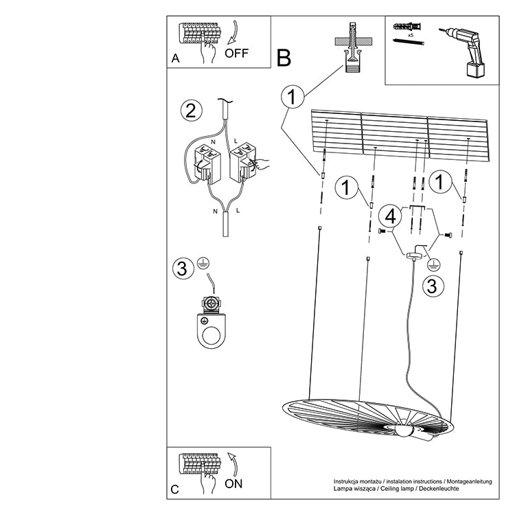 Lampa suspendata LEHDET alb TH.001B