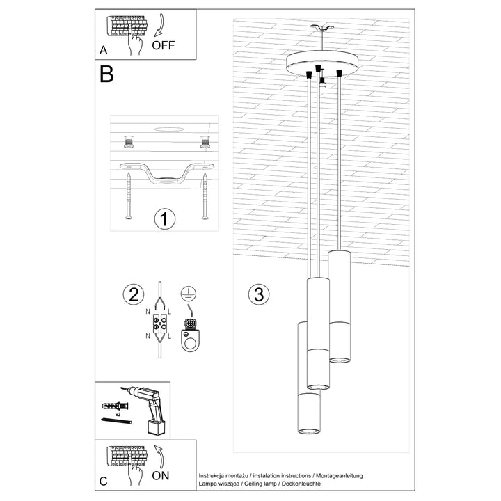 Lampa suspendata LOOPEZ 3P negru/cromat SL.0943