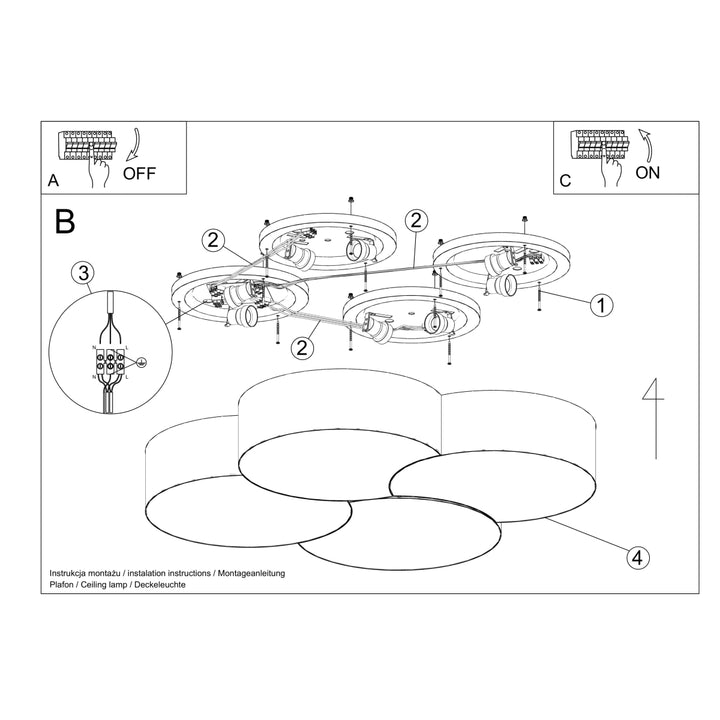 Plafoniera CIRCLE 4 alb SL.1053