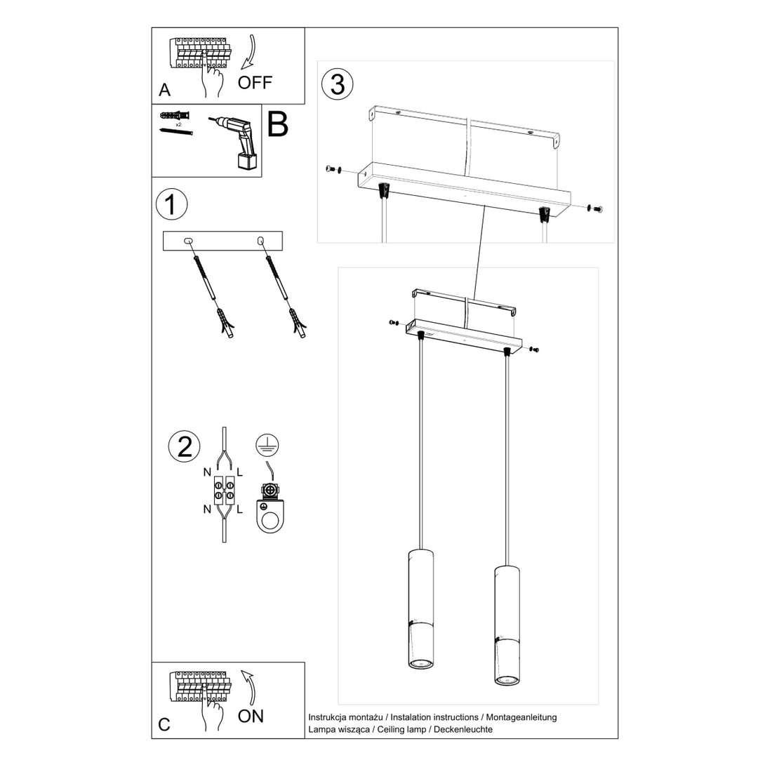 Lampa suspendata LOOPEZ 2 negru/auriu SL.0953