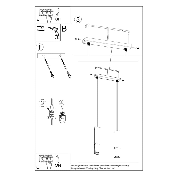 Lampa suspendata LOOPEZ 2 negru/auriu SL.0953