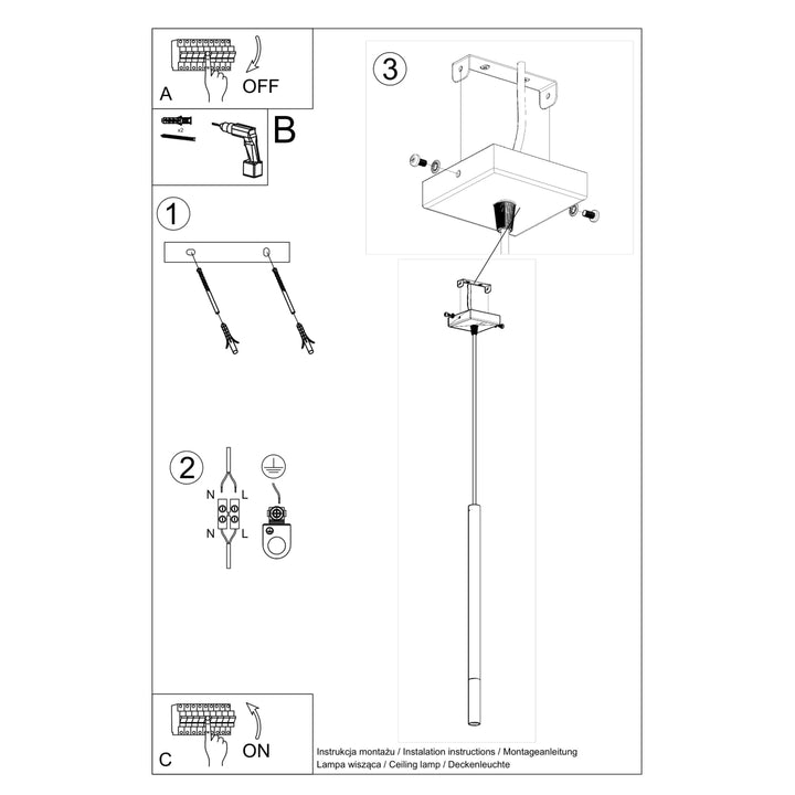 Lampa suspendata MOZAICA 1 negru/auriu SL.0891