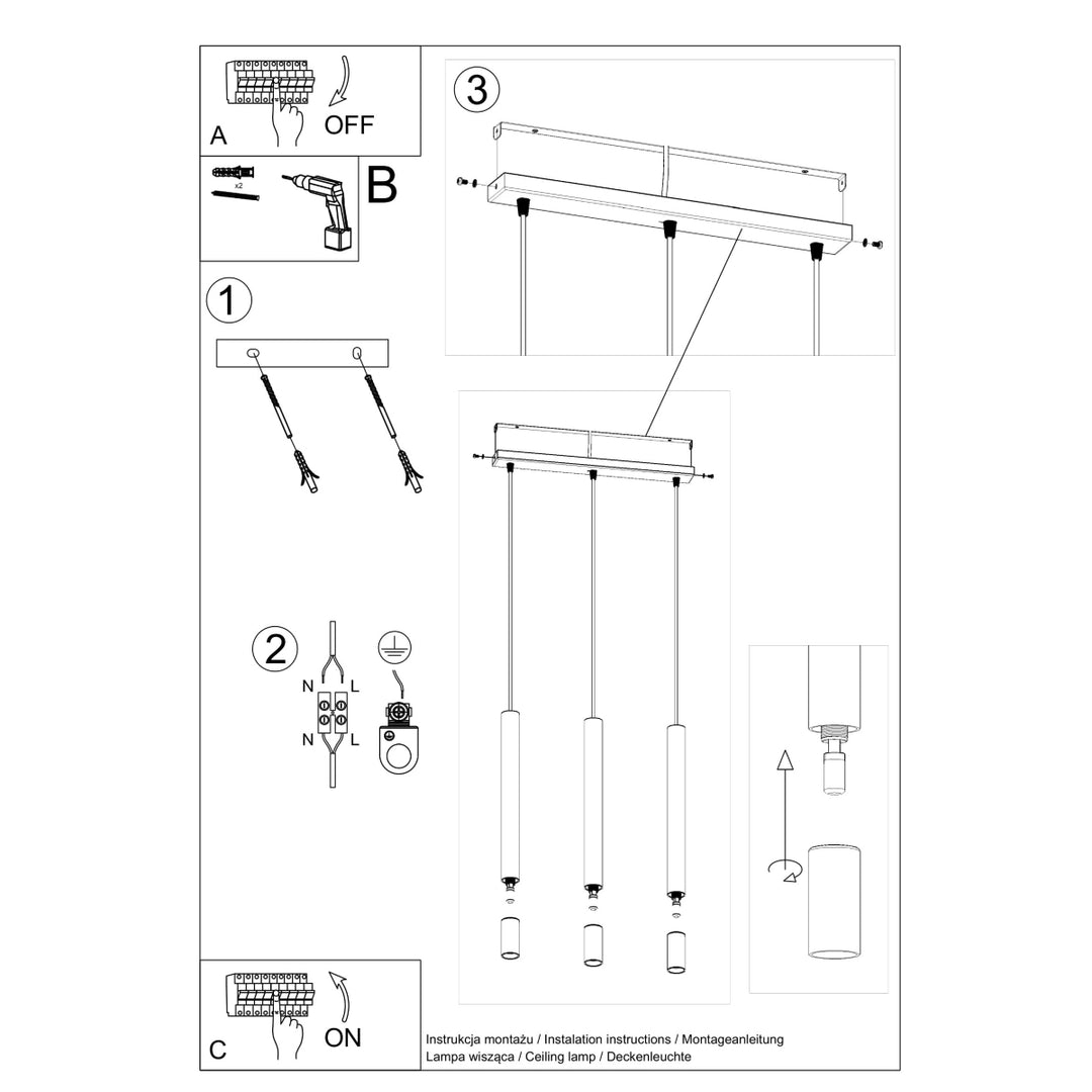 Lampa suspendata WEZYR 3 alb SL.0959