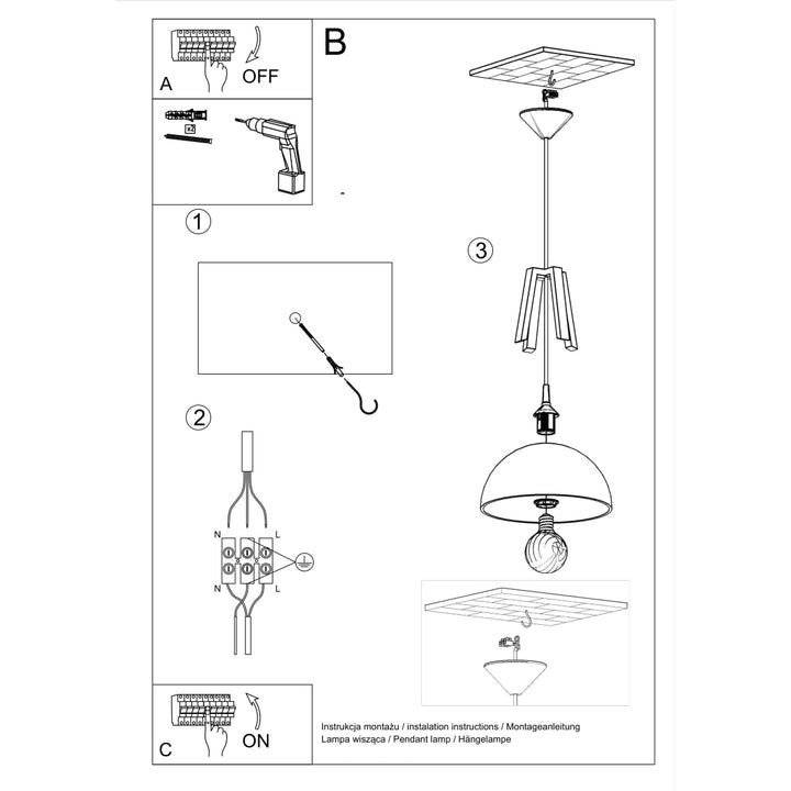 Lampa suspendata CASCO alb/negru SL.0387