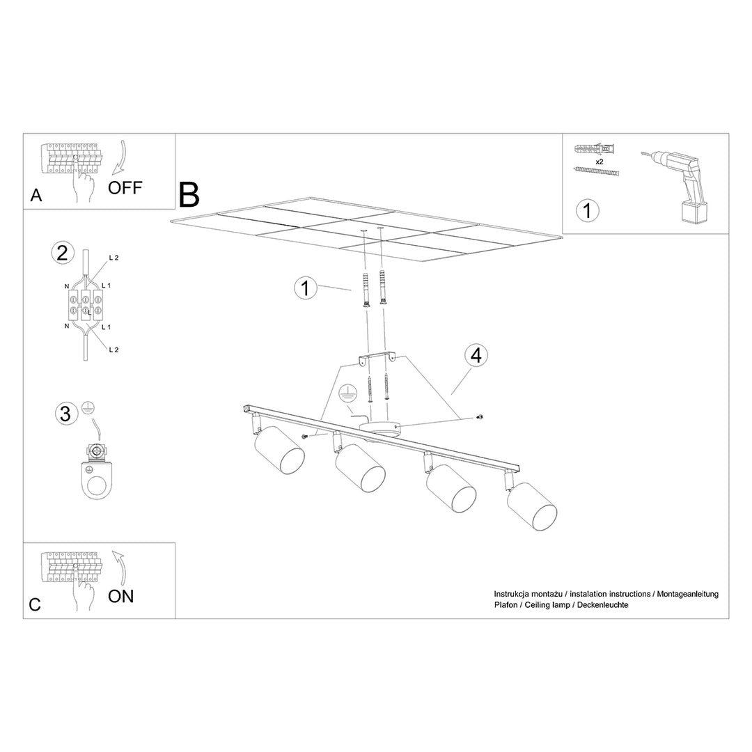 Plafoniera LEMMI 4L alb SL.1227