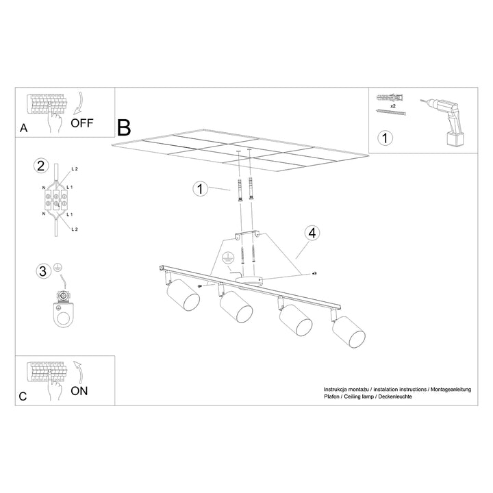 Plafoniera LEMMI 4L alb SL.1227