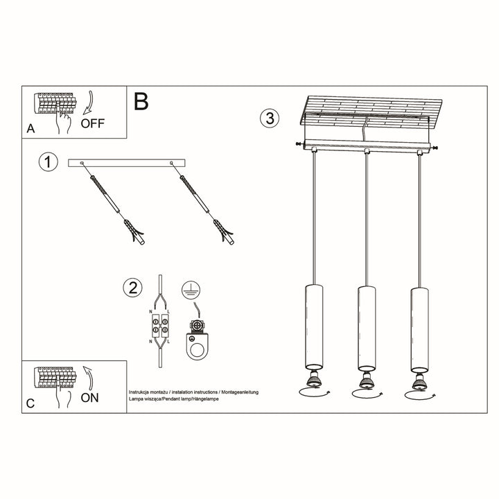 Lampa suspendata LAGOS 3L negru SL.0329