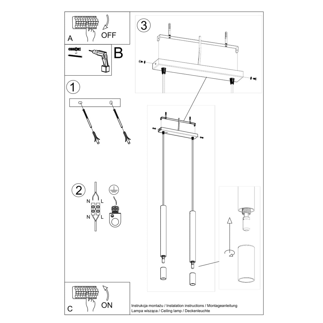 Lampa suspendata WEZYR 2 alb SL.0958