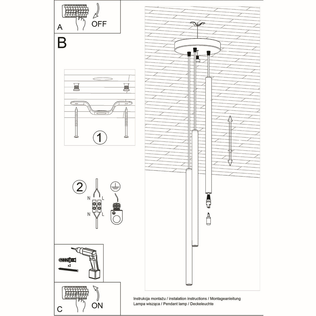 Lampa suspendata PASTELO 3P alb SL.0467